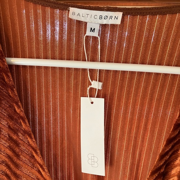 Baltic Born Jada Ribbed Velvet Wrap Dress in Copper - Picture 4 of 4